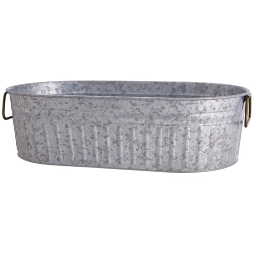 Heavy-Duty Galvanized Steel Oval Ice Tub - 4.15 Gallon Beverage Cooler