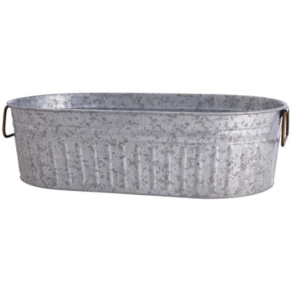 Heavy-Duty Galvanized Steel Oval Ice Tub - 4.15 Gallon Beverage Cooler
