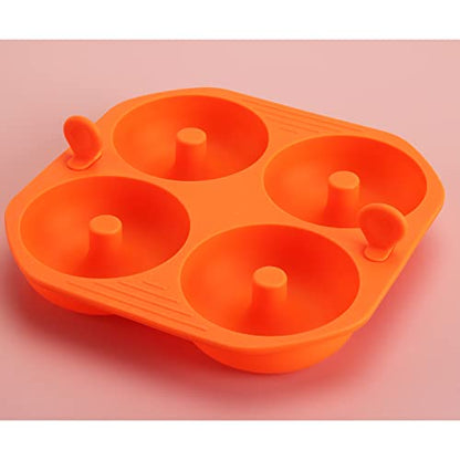 Kispog Silicone Donut Pan for Baking Orange - 2 pcs Nonstick Donut/Bagel Molds 4 Cavity 3.2 inch. Air Fryer Accessories Compatible with Instant Vortex Ninja Foodi