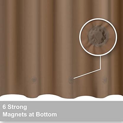 Barossa Design Brown Shower Curtain Liner with 6 Magnets - Waterproof PEVA Shower Liner for Bathroom, 72" x 72" Standard Size, PVC Free, Metal Grommets - Brown, 72x72
