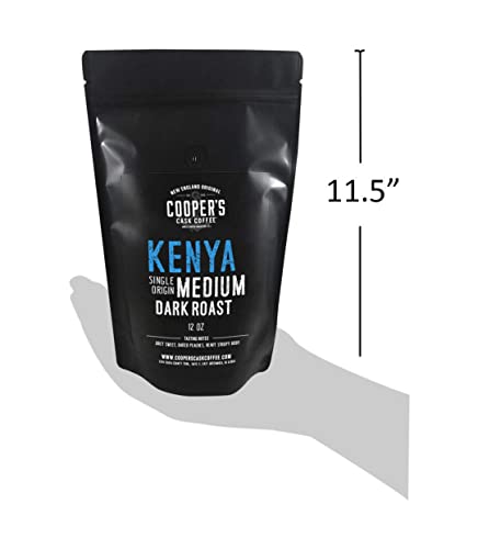 Kenya AA Medium Dark Roast Coffee Beans, Single Origin Whole Bean Coffee, Full Bodied Gourmet Coffee - 12 oz Bag