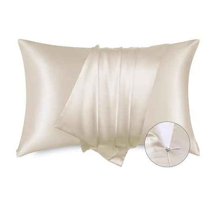 Bedsure Satin Pillowcase with Zipper, Similar to Silk Pillow Cases 2 Pack, Silky & Soft Satin Pillow Case Standard Size for Hair and Skin, Christmas Room Decor Gifts for Women Men, Beige, 20x26 Inches