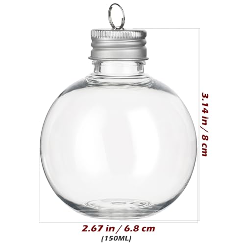Fillable Christmas Drink Balls - 10 Pack 150ml Clear Plastic Ornaments with Silver Caps
