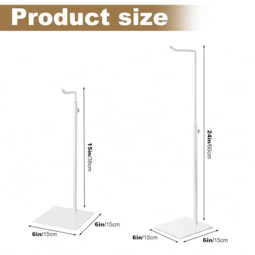 White 2-Pack Adjustable Display Stands for Purses & Banners - Versatile Retail & Home Use