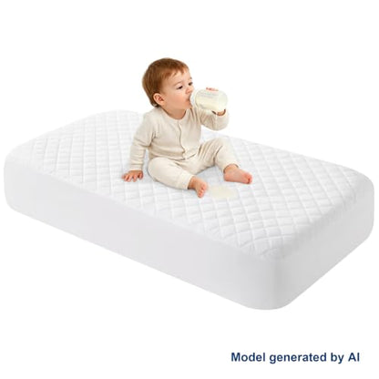 Waterproof Crib Mattress Protector 2-Pack White 28x52 +8 Inches