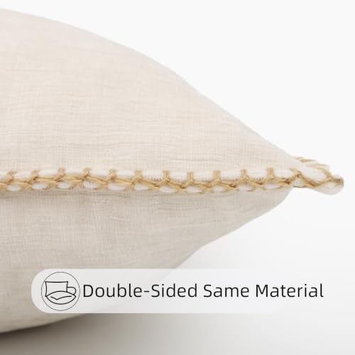 Chenille Lumbar Pillow Cover 12x24 Beige Decorative Cushion Cover
