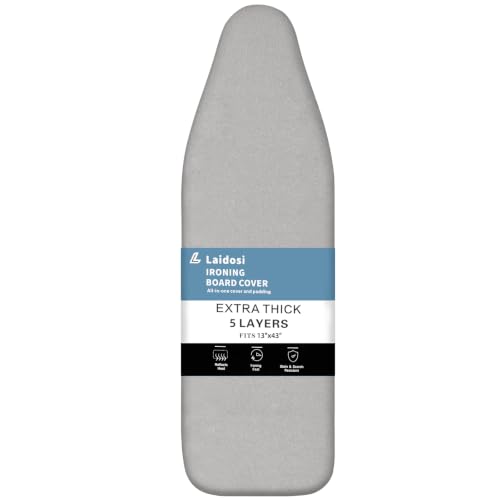 Ironing Board Cover and Pad 13x43 Silver Gray Extra Thick Natural Cotton