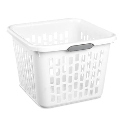 1.5 Bushel Square Plastic Laundry Basket with Handles - White