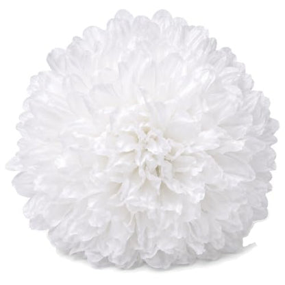 White Homecoming Mum Flower 6.5 Inch Artificial Silk Chrysanthemum Decoration