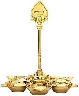 Brass Murugan Vel Diya 7 Inch Height Oil Lamp for Spiritual Rituals and Festivals