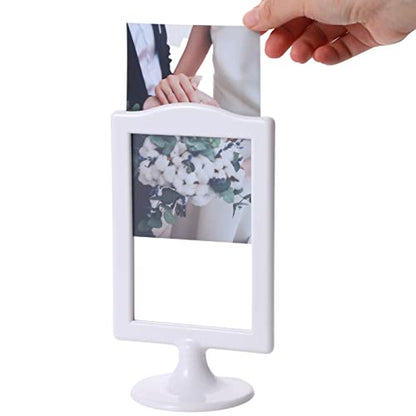 White Double Sided 4x6 Photo Frame Set - Wedding, Menu, Table Number Display