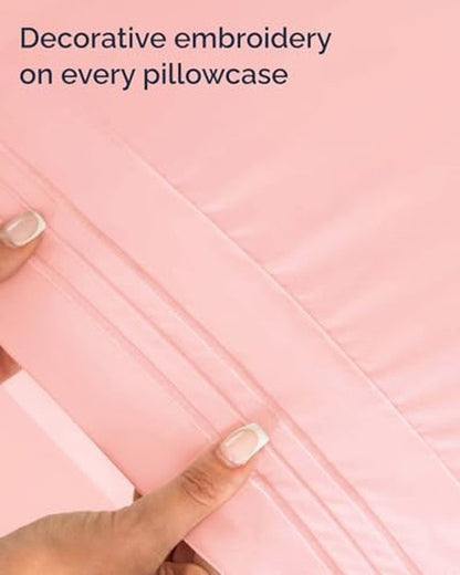 Full XL Bed Sheet - 4 Piece Full XL Bed Sheets Set - Soft, Breathable & Cooling - Hotel Luxury Bedding for Women, Men, Kids, Teens, Boys & Girls - Deep Pockets, Comfy, Fade & Wrinkle Free - Baby Pink