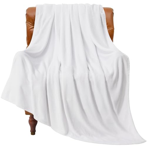 BEDELITE Twin Size Fleece Blanket - Soft Plush White 60x80 Inches - Cozy Home & Bed Throw