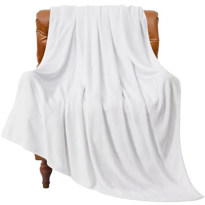 BEDELITE Twin Size Fleece Blanket - Soft Plush White 60x80 Inches - Cozy Home & Bed Throw