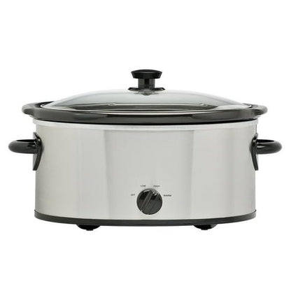 6 Quart Oval Slow Cooker, Stainless Steel Finish, Glass Lid, Model # MS54100112168S, Perfect For Slow-Cooking Meats, Three Temperature Settings - Low, High, And Warm
