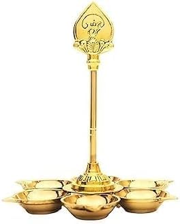 Brass Murugan Vel Diya 7 Inch Height Oil Lamp for Spiritual Rituals and Festivals