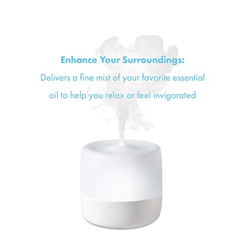 HoMedics, Ultrasonic Aroma Diffuser 130mL Humidifying Diffuser with Color-Changing Light Up to 6 Hours Continuous Runtime, 12 Hours Intermittent Runtime 2-Pack Essential Oil Starter Kit