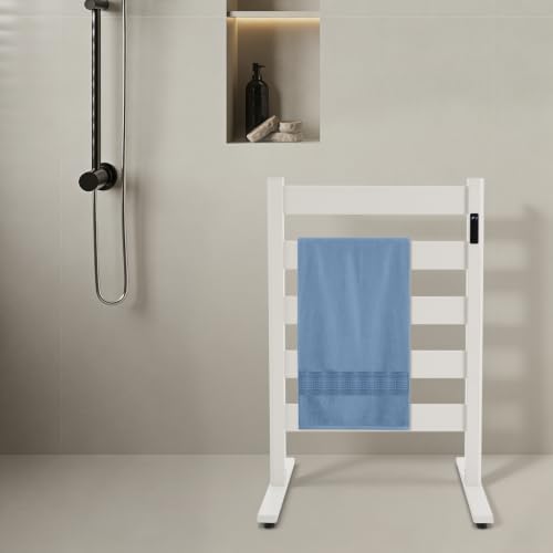 White 5-Bar Electric Heated Towel Rack with Adjustable Timer & Temperature