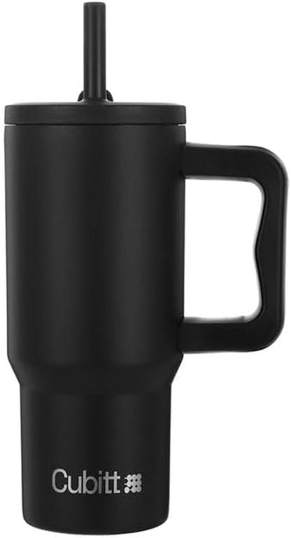Cubitt Mini Tumbler 24 oz - Leak-Proof Insulated Design, BPA-Free with Handle & Straw | Obsidian Black