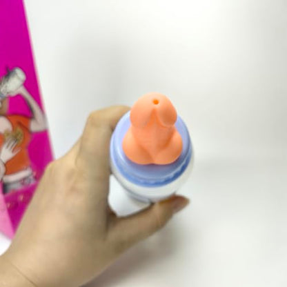 Funny Bottle with Penis Cap JJ - Bachelor Party Gag Gift, Cheeky Can Cover