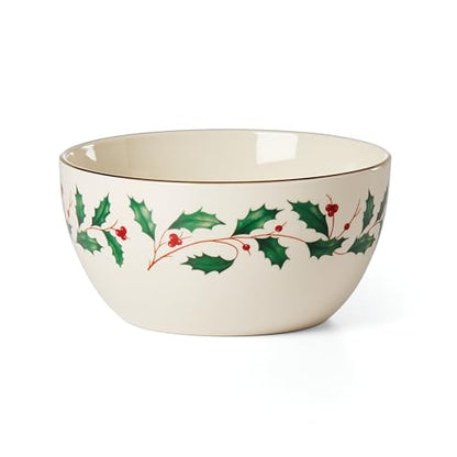 Lenox Holiday Porcelain Christmas Decorative Bowl Small - Holly & Gold Trim