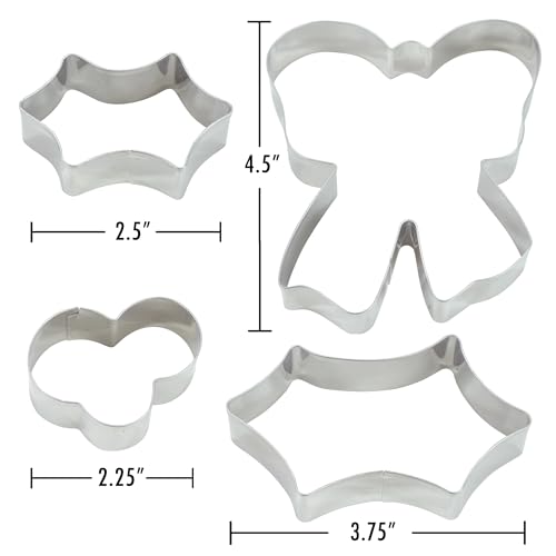 Holiday Wreath Cookie Cutter Set - 4-Piece Christmas Baking & Craft Kit