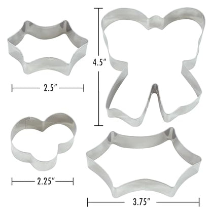 Holiday Wreath Cookie Cutter Set - 4-Piece Christmas Baking & Craft Kit
