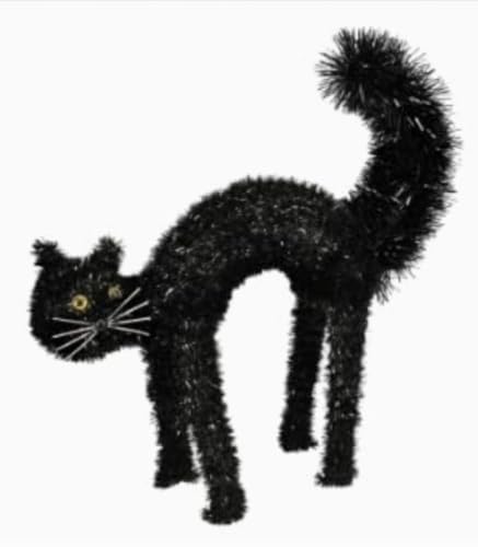 Halloween Spooky 3D Tinsel Black Cat Decoration - Sitting Style