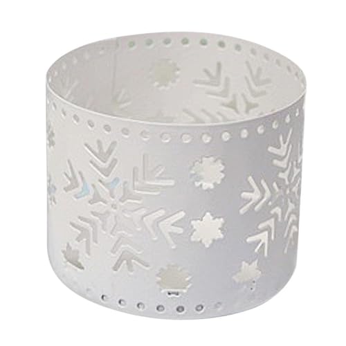 Christmas Iron Hollow Candle Holder Snowflake Design White Snowflake - Holiday Decor