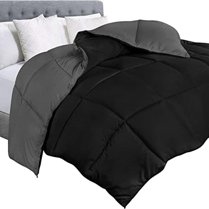 Utopia Bedding Comforter Duvet Insert, Quilted Comforter with Corner Tabs, Box Stitched Down Alternative Comforters Queen Size (Black/Grey, Pack of 4)