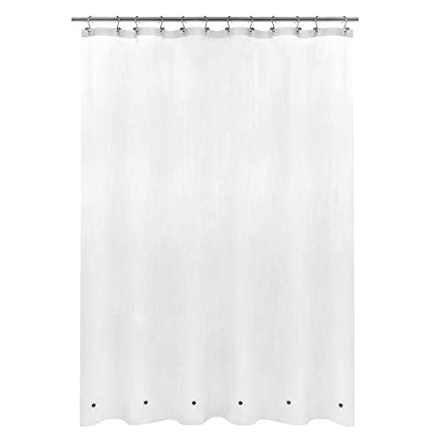 Mrs Awesome Clear Orange Shower Curtain Liner with 3 Magnets, 72x72 Premium Flexible Sturdy Plastic Shower Curtain for Bathroom Lightweight & Waterproof, Clear Orange
