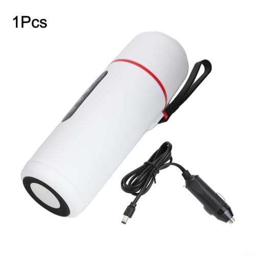 White Electric Travel Kettle for Car 12V/24V with Touch Control & LCD Display