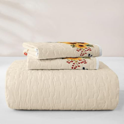Feelyou Pumpkin Quilt Set Twin Size - Yellow Red Kids Bedding