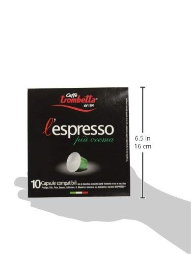 Trombetta l'espresso Piu Crema, 10 Count (Pack of 8)