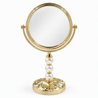 Gold Double Sided Makeup Mirror with 1X & 2X Magnification - Swivel Tabletop Vanity Mirror