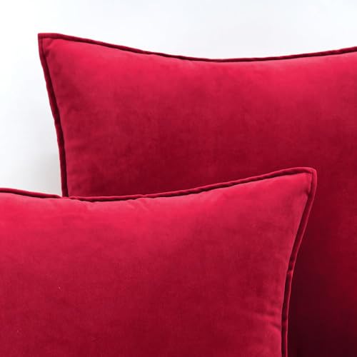 MIULEE Christmas Red Velvet Euro Sham Pillow Covers 26x26 Inches Pack of 2