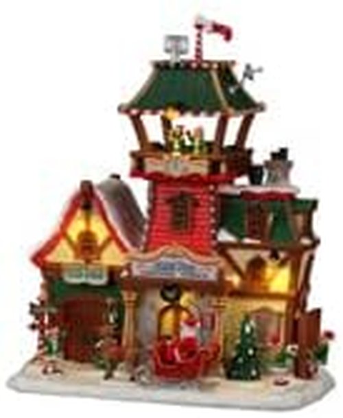 Lemax North Pole Control Tower - White & Red Resin Sculpture with Luminations | 2022 Edition