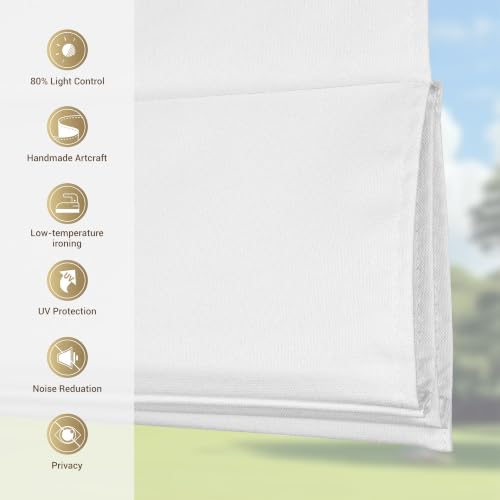 Cordless Blackout Roman Shades - No Drill, 16x64 Inches, White