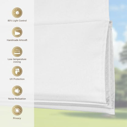Cordless Blackout Roman Shades - No Drill, 16x64 Inches, White