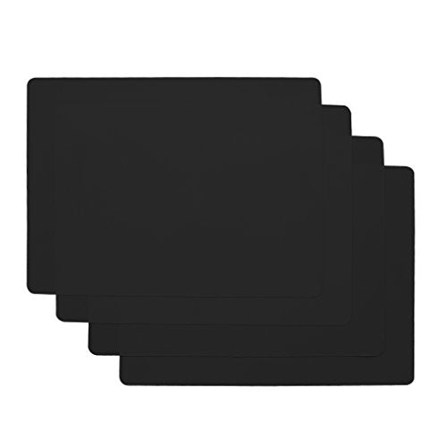 Wellhouse Soft Silicone Waterproof Baking Mat Non Stick Placemat Insulation Hot Tablemat for Baby/Kid/Children Pack of 4 (15.75 by 11.81 Inch, Black)