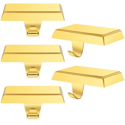Christmas Stocking Holders Set of 4 Gold Mantel Hooks Fireplace Hangers Xmas Décor