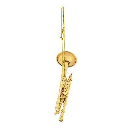 Gold Brass Trumpet Ornament for Christmas Tree & Music Decor