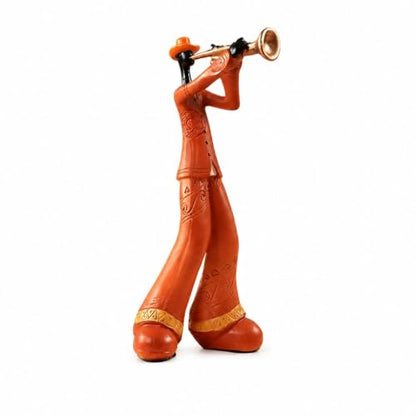 Nostalgic Jazz Trumpet Player Figurine Resin Retro Trumpeter Sculpture Home Office Decor - Orange-Trumpet