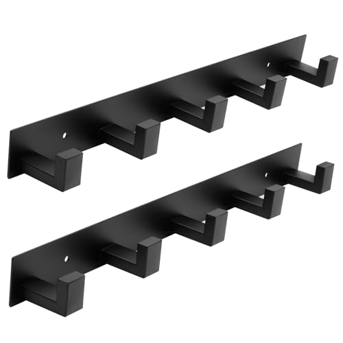 Wall Mount Coat Rack with 5 Hooks - Rustproof Stainless Steel Bathroom Organizer