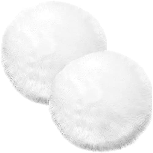 White Faux Fur Round Table Runner - 11.8 Inch Decor for Dresser, Wedding, Holiday