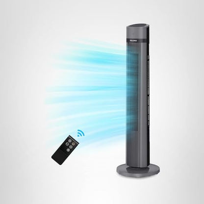 PELONIS 40-inch Bladeless Tower Fan for Bedroom, Standing Fan with Remote Control, 26ft/s, 90° Oscillation, 3 Speed Settings, 27 dB, 3 Modes, 15-Hour Timer, LED Display, Fan that Blows Cold Air, Black