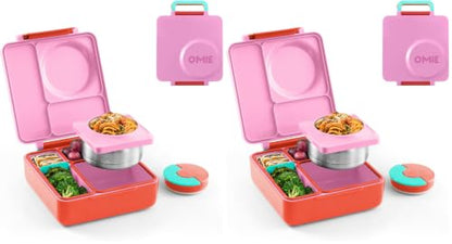 Kids Insulated Leakproof Bento Lunch Box with Food Jar - Pink Berry, 8.5 oz, Pack of 2