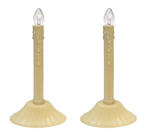9.5-Inch Ivory Candolier Christmas Candle Lamp 2 Pack - Indoor Holiday Decor