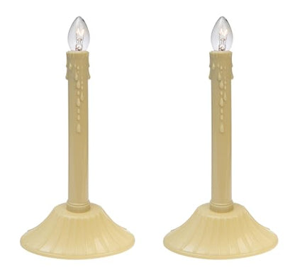9.5-Inch Ivory Candolier Christmas Candle Lamp 2 Pack - Indoor Holiday Decor