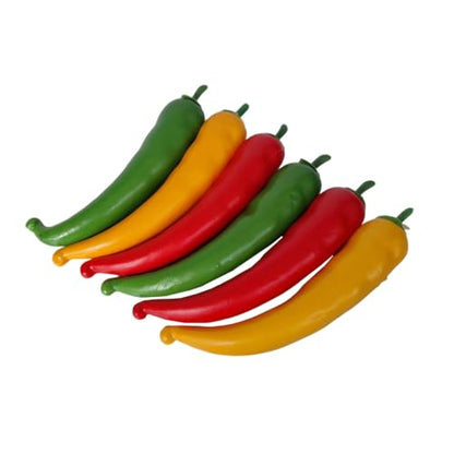 Artificial Chili Peppers Set - 6 Realistic Foam Vegetable Decorations for Kitchen & Party